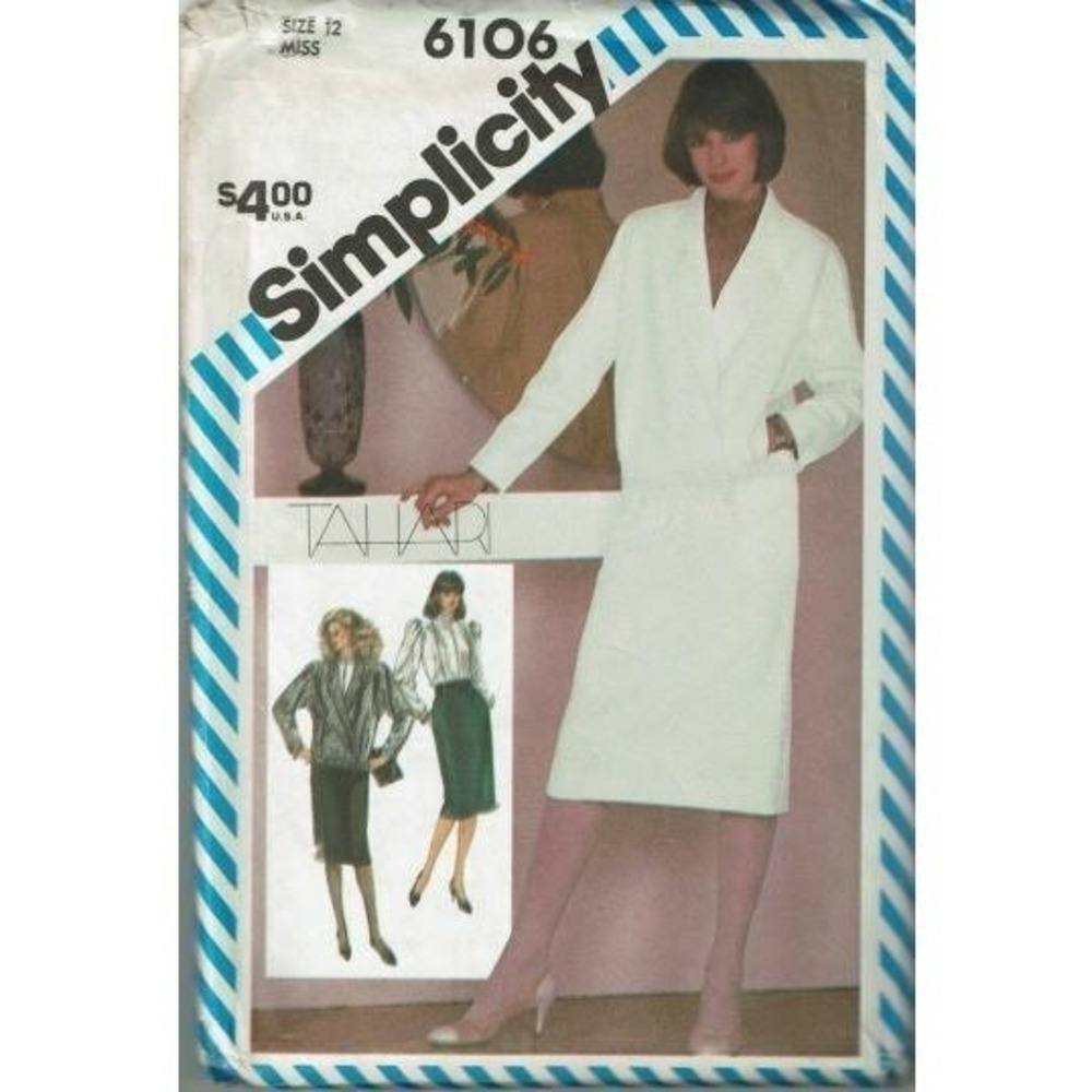 Simplicity 6106 Sewing Pattern Misses Slim Skirt‎ Blouse Jacket Size 12
